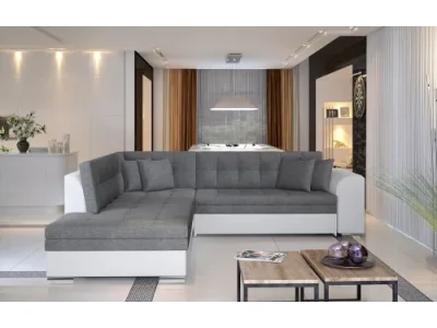 NABBI Pescara L rohová sedačka s rozkladom sivá (Sawana 05) / biela (Soft 17)