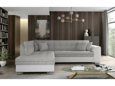 NABBI Pescara L rohová sedačka s rozkladom sivá (Berlin 01) / biela (Soft 17)