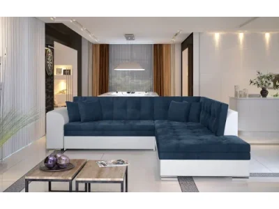 NABBI Pescara P rohová sedačka s rozkladom tmavomodrá / biela