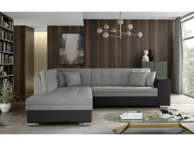 NABBI Pescara L rohová sedačka s rozkladom svetlosivá / čierna