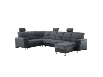 Detail produktu KONDELA Santiago L rohová sedačka u s rozkladom a úložným priestorom sivá / čierna