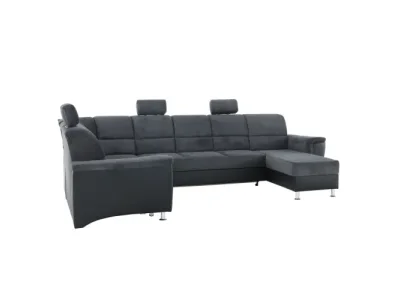 Detail produktu KONDELA Santiago L rohová sedačka u s rozkladom a úložným priestorom sivá / čierna