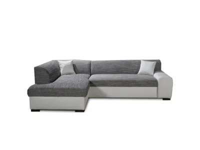 Detail produktu KONDELA Minerva L rohová sedačka s rozkladom a úložným priestorom biela / sivá melírovaná