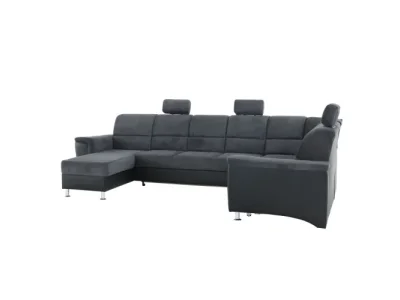 Detail produktu KONDELA Santiago P rohová sedačka u s rozkladom a úložným priestorom sivá / čierna