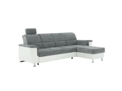 KONDELA Santiago RM P rohová sedačka s rozkladom sivá / biela