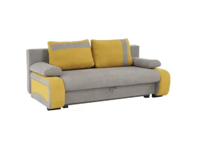 KONDELA Bolivia rozkladacia pohovka s úložným priestorom sivá / žltá