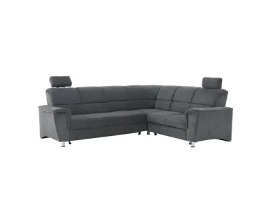 KONDELA Santiago P rohová sedačka s rozkladom a úložným priestorom sivá