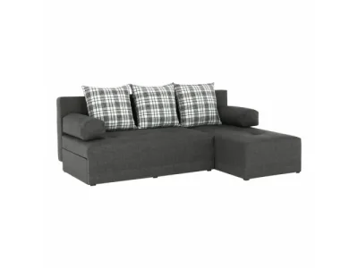 KONDELA Mexx P rohová sedačka s rozkladom a úložným priestorom sivá / vzor