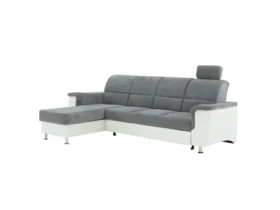 KONDELA Santiago RM L rohová sedačka s rozkladom sivá / biela