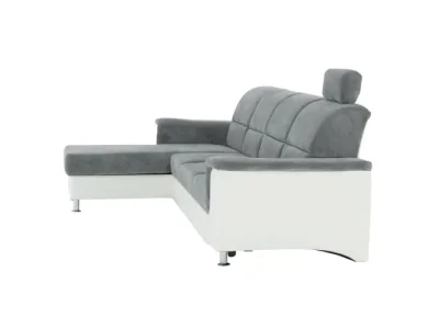 Detail produktu KONDELA Santiago RM L rohová sedačka s rozkladom sivá / biela