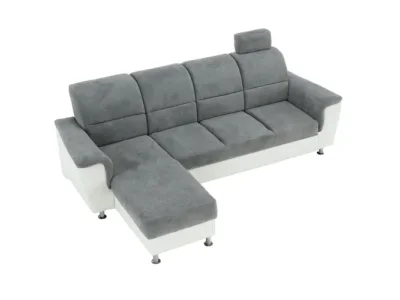 Detail produktu KONDELA Santiago RM L rohová sedačka s rozkladom sivá / biela