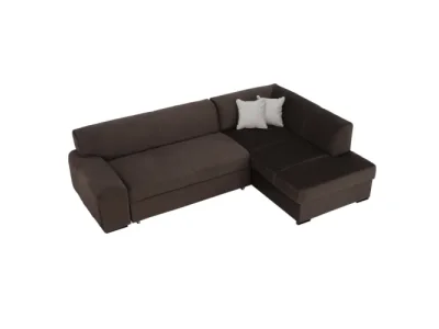 Detail produktu KONDELA Minerva P rohová sedačka s rozkladom a úložným priestorom hnedá