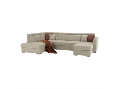 KONDELA Marieta L rohová sedačka u s rozkladom a úložným priestorom béžová / tehlová