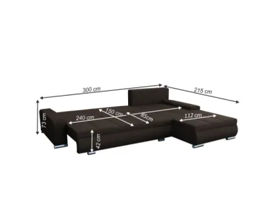 Detail produktu KONDELA Toniks L/P rohová sedačka s rozkladom a úložným priestorom hnedá