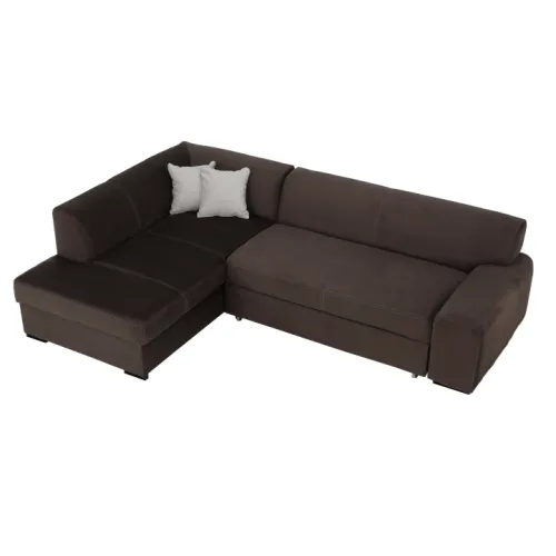 KONDELA Minerva L rohová sedačka s rozkladom a úložným priestorom hnedá