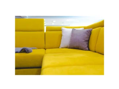 Detail produktu KONDELA Marieta P rohová sedačka u s rozkladom a úložným priestorom žltá / hnedá