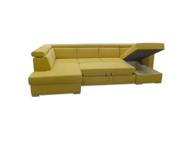 Detail produktu KONDELA Marieta L rohová sedačka u s rozkladom a úložným priestorom žltá / hnedá