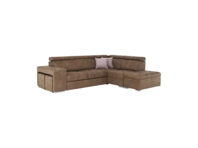 KONDELA Lanza P rohová sedačka hnedá / svetlofialová