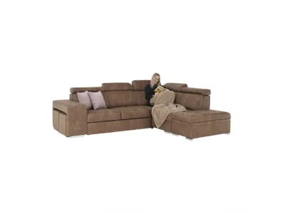 Detail produktu KONDELA Lanza P rohová sedačka hnedá / svetlofialová