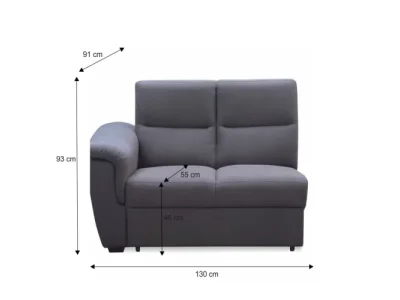 Detail produktu KONDELA Born 2 1B L dvojsedačka sivá