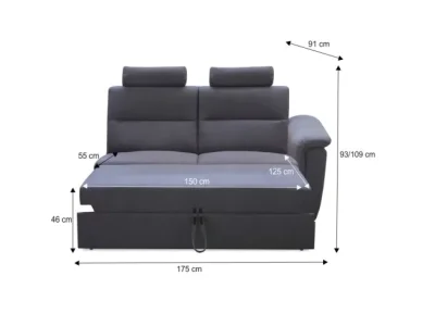 Detail produktu KONDELA Born 3 1B ZF ZZ P dvojsedačka sivá