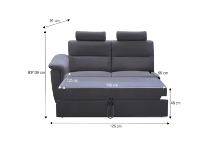 Detail produktu KONDELA Born 3 1B ZF ZZ L dvojsedačka sivá