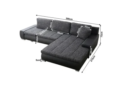 Detail produktu KONDELA Toniks L/P rohová sedačka s rozkladom a úložným priestorom čierna