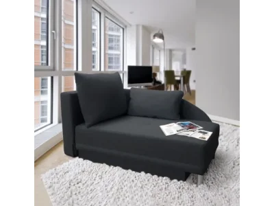 KONDELA Laurel L rozkladacia pohovka s úložným priestorom sivočierna / biele šitie