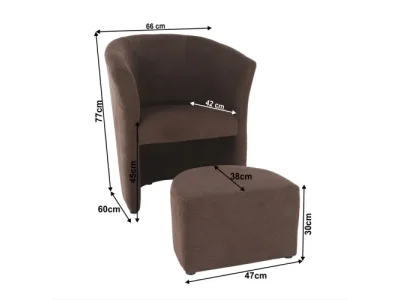 KONDELA Rose konferenčné kreslo s taburetkou hnedá