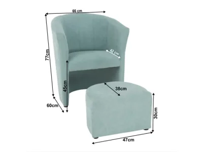 Detail produktu KONDELA Rose konferenčné kreslo s taburetkou mentolová