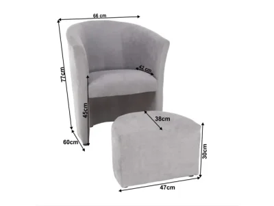 Detail produktu KONDELA Rose konferenčné kreslo s taburetkou sivá