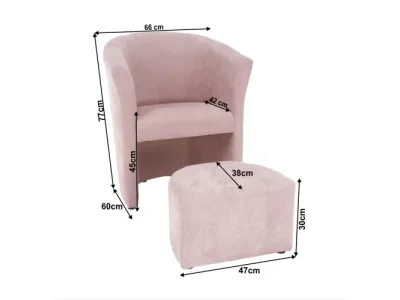 Detail produktu KONDELA Rose konferenčné kreslo s taburetkou púdrová ružová