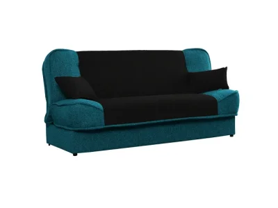 KONDELA Asia New rozkladacia pohovka s úložným priestorom tyrkysová / čierna