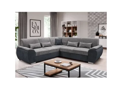 KONDELA Emily Roh P rohová sedačka s rozkladom a úložným priestorom tmavosivá (Soro 97) / sivá (Soro 90)