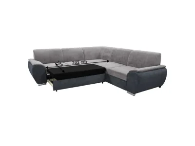 Detail produktu KONDELA Emily Roh P rohová sedačka s rozkladom a úložným priestorom tmavosivá (Soro 97) / sivá (Soro 90)