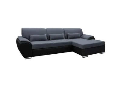 KONDELA Emily RM P rohová sedačka s rozkladom a úložným priestorom čierna / tmavosivá