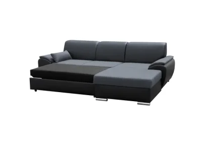 Detail produktu KONDELA Emily RM P rohová sedačka s rozkladom a úložným priestorom čierna / tmavosivá