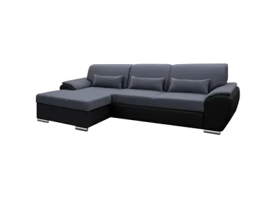 Detail produktu KONDELA Emily RM L rohová sedačka s rozkladom a úložným priestorom čierna / tmavosivá