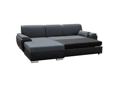 Detail produktu KONDELA Emily RM L rohová sedačka s rozkladom a úložným priestorom čierna / tmavosivá