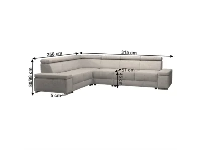 Detail produktu KONDELA Boby L rohová sedačka so záhlavím sivobéžová (taupe)