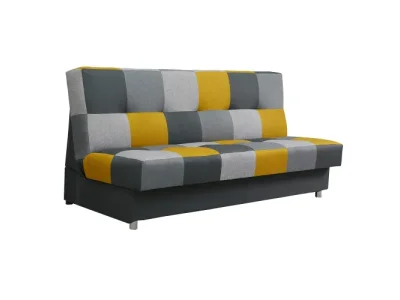 KONDELA Alabama rozkladacia pohovka s úložným priestorom horčicová / sivá