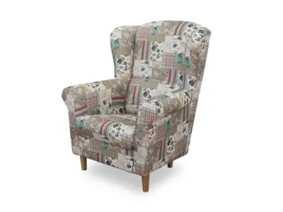 KONDELA Charlot kreslo (ušiak) vzor patchwork Viorica 1