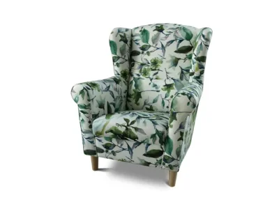 Detail produktu KONDELA Charlot kreslo (ušiak) vzor lístie / buk