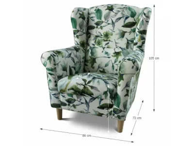 Detail produktu KONDELA Charlot kreslo (ušiak) vzor lístie / buk