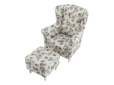 Detail produktu KONDELA Astrid kreslo (ušiak) s taburetkou rose 18