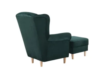 Detail produktu KONDELA Astrid kreslo (ušiak) s taburetkou smaragdová