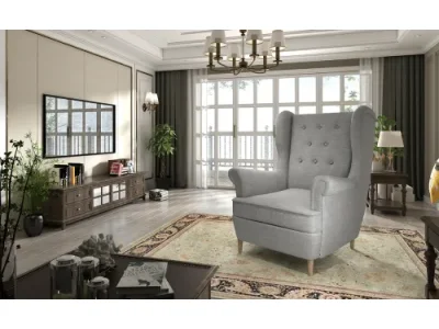 NABBI Aveiro 1F kreslo (ušiak) svetlosivá (Sawana 21)