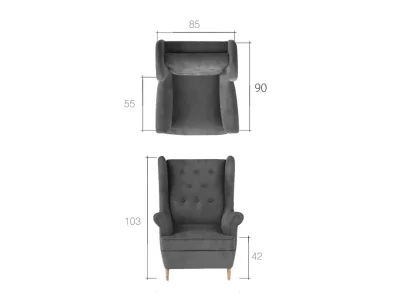 Detail produktu NABBI Aveiro 1F kreslo (ušiak) svetlosivá (Sawana 21)