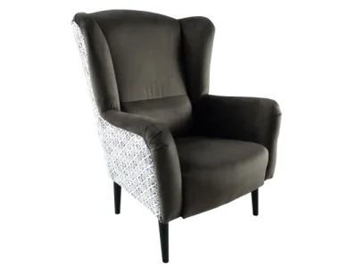 KONDELA Belek kreslo (ušiak) hnedá / vzor Terra