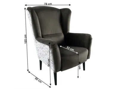 Detail produktu KONDELA Belek kreslo (ušiak) hnedá / vzor Terra